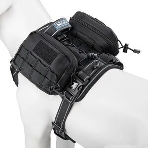 PoyPet Tactical Dog Harness (Black, Small)